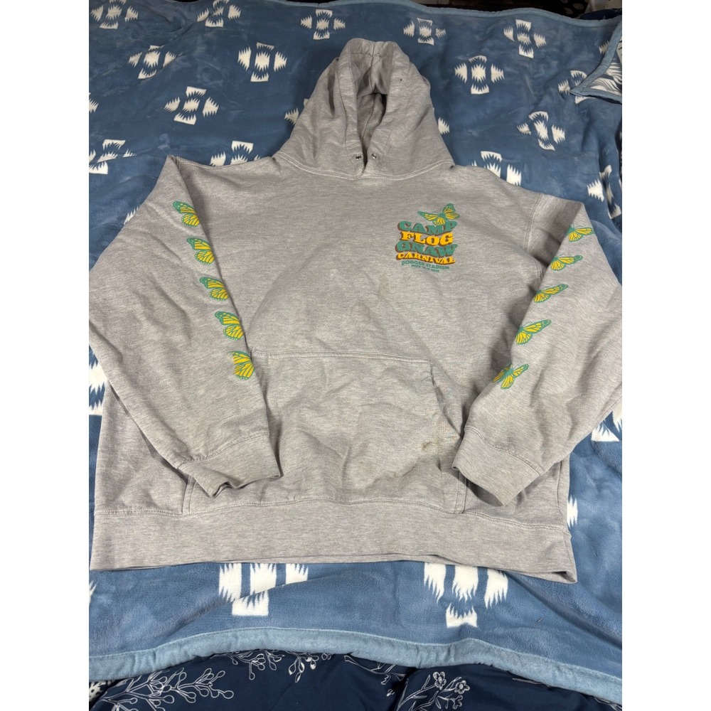 Golf Wang Camp Flog Gnaw Carnival 2018 Hoodie Gray Butterfly Sleeve Mens L